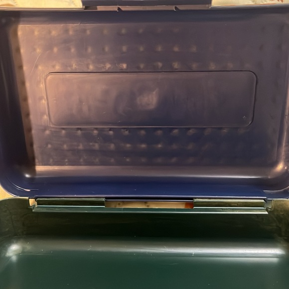SpaceMaker Vintage 90s Pencil Box Navy Forest Green School Supply Storage - Picture 8 of 16